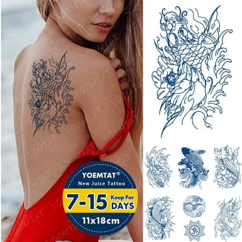 Juice Ink Tattoos Body Art semi-permanent Temporary Tattoo Sticker Japan Carp Totem Tatoo Arm Fake Line Lotus Tatto Women