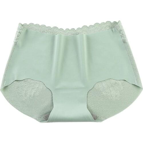 Nylon Spandex Women Panties Solid Color Underwear Sexy Lace Ladies Lingerie High-Rise Breathable Briefs Ice Silk Underpants