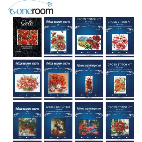 Poppy Celadon Vase Cross Stitch Cross Stitch flowers Cross Stitch Kits for Embroidery Home Decor Needlework Dim style3th