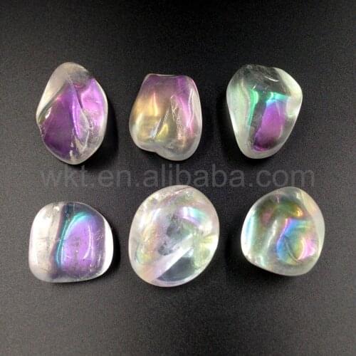 WT-G142 Wholesale 20mm Angel Crystal Stone for Jewelry making natural spirit crystal with angel color electroplated charm stone