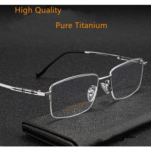 YIMARUILI Mens Business Pure Titanium Half-Rim Glasses Frame Ultra-Light And Comfortable Myopia Prescription Glasses Frame 1052