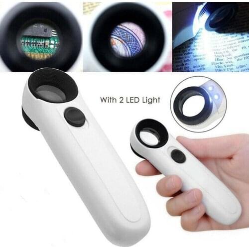 1 PCS Fashion 40X Magnifier Jewelry Appraisal Mirror Identification Light Magnifier 21mm with Exclamation LED Point Handhel H6E2