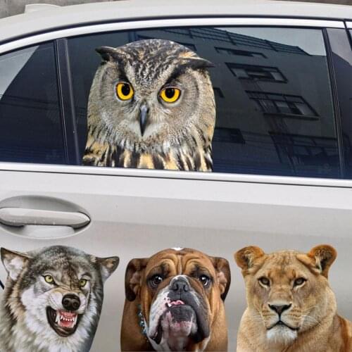 Animal Lion Wolf Bulldog Decoration Film Sticker Cute Fashion Car Window Glass Decal Owl General Sticker For Car Styling
