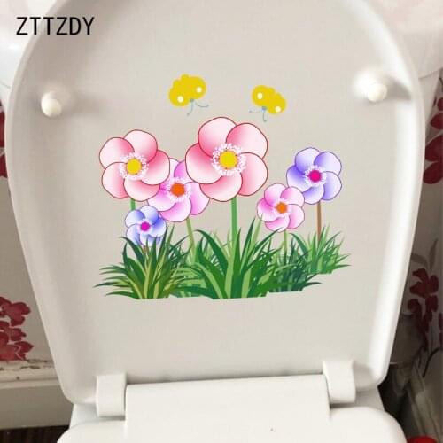 ZTTZDY 22.7*19.6CM Cartoon Pretty Flower Home Wall Sticker For Kids Rooms Toilet Decor Decal T2-0444