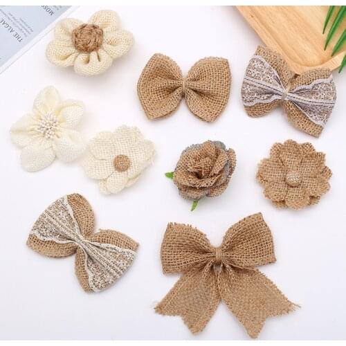 1/2/5pcs Hemp Braided Ribbon Burlap Handmade Jute Hessian Burlap Flowers Rose Shabby Chic Wedding Decor Christmas Party Supplies