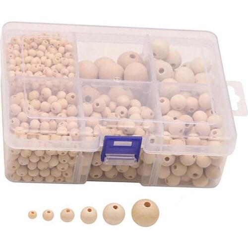 1150x Natural Round Wooden Beads Balls Untreated Plain Wood Hole DIY Bracelets