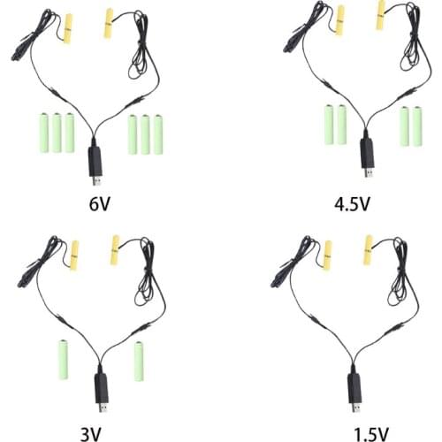 2in1 AAA Battery Eliminator USB Power Supply Replace 1-4pcs1.5V AAA Batteries for Clock Toys Camera Gameboy Torch Radio 110cm