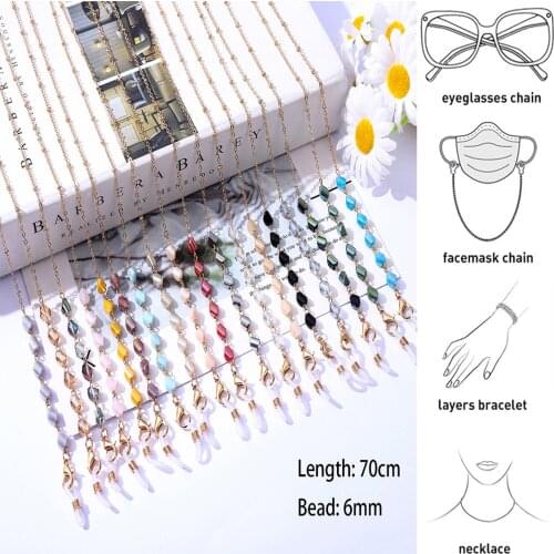 2021 Fashion Crystal Glass Beaded Sunglasses Mask Holder Lanyard Irregular Geometric Reading Glasses Chain Neck Strap for Women