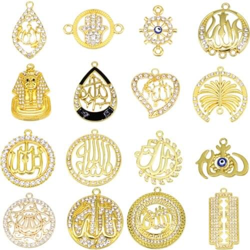 3pcs Arabian Lady Gold Muslim Islamic God Allah Charm Pendant Necklace Accessories Jewelry Ramadan Gifts
