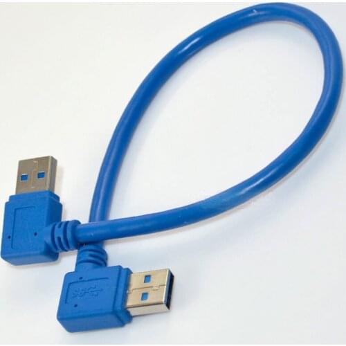 30cm USB 3.0 A male 90 degree right angle to male left angled extension Cable