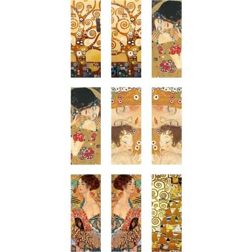 5pcs 10*25mm New The Kiss Rectangular Gustav Klimt Art Paintings Handmade Photo Glass Drop Style Cabochons Jewelry Accessories