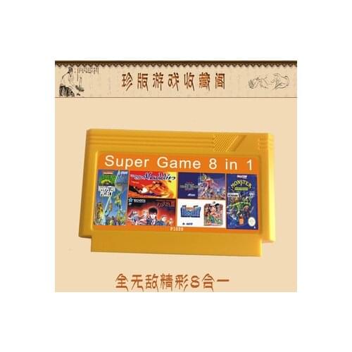 8 in 1 Big Yellow 8 bit 60 pins Game Card