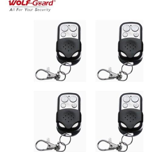 4Pcs Wolf-Guard 433MHz Wireless Black&Silver Remote Control Keyfobs Cover Button Parts for Home Alarm Sceurity Burglar System