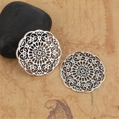 DoreenBeads Zinc Based Alloy Connectors Silver Color Color Filigree Charms DIY Findings 31mm(1 2/8") x 31mm(1 2/8") 2 PCs