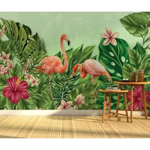 European Luxury Tropical Wallpaper Flower Flamingo Wall Mural Contact Paper Wallpapers Wall Decor Wall Paper 3d Photo Wallpaper