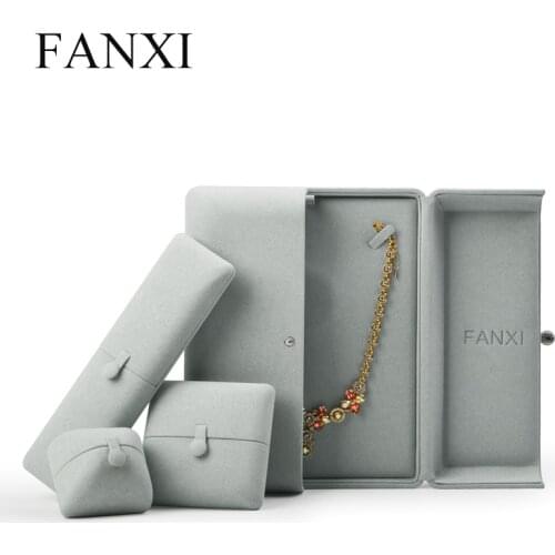 FANXI Newly Premium Microfiber Grey Jewelry Storage Organizer Snap Ring Pendant Bracelet Necklace Case