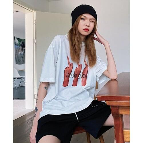 Retro hip hop funny print T-shirts 2021 summer new loose casual versatile half sleeve top for men and women tees
