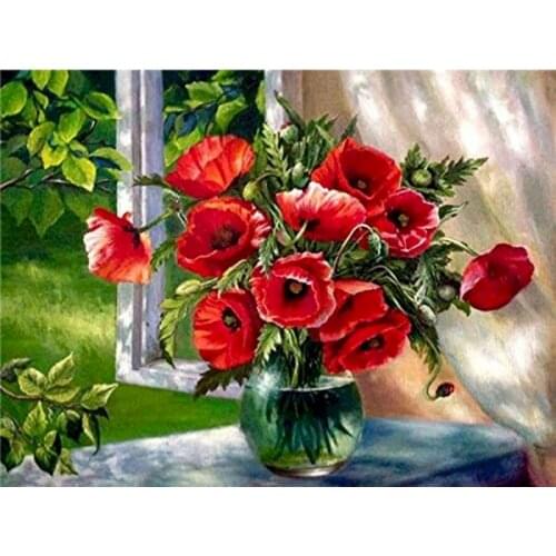 GATYZTORY Cross Stitch Embroidery Flower Cotton Thread Painting DIY Needlework Kits Gift Home Decoration