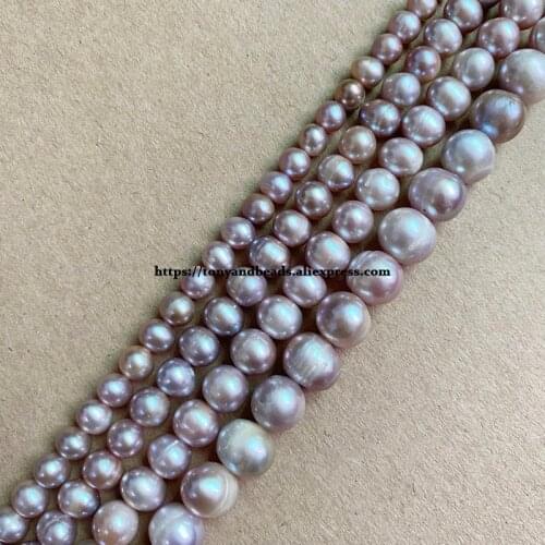 A Quality Genuine Natural Fresh Water Pearl Purple Color Punch Loose Beads 15" 5 6 7 8 9 mm Pick Size For Jewelry Making DIY
