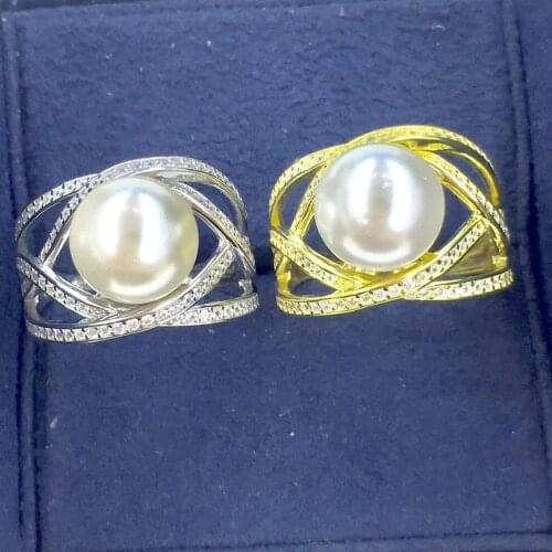 DIY Jewelry 925 Sterling Silver Adjustable Ring Settings Findings Mountings Parts for Pearl Corals Jade Crystal, 5pcs/lot