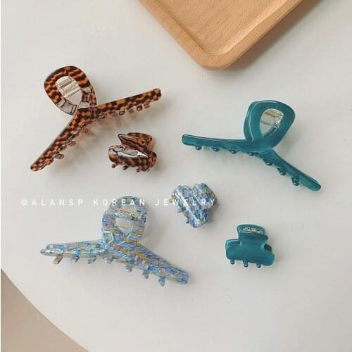 Korean acetate hairpin back head grabbing clip French retro fantasy lattice clip headdress hairpin girl summer