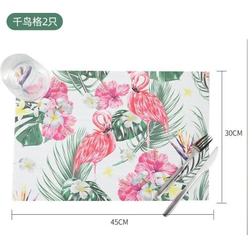 Plant flamingo pattern creative PVC printing placemat, waterproof and heat insulation table mat, hotel home coffee table mat