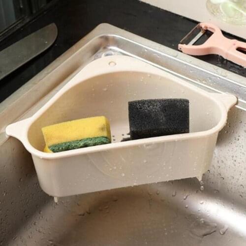 Kitchen Storage Rack Drain Basket with Suction Cup for Sink Corner PP Plastic Strainer Basket Draining Racks LX9205