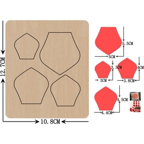 5 Size Petals 3D Rose Cutting Wood Dies New Fake Flower Craft Wooden Die Suitable for Common Dies Cutting Machines on the Market