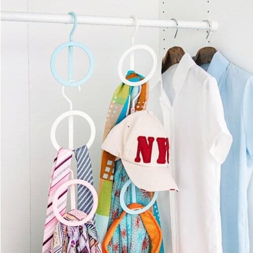 Metal Multifunctional Clothes Hanger Round Ring Silk Scarf Storage Rack Shelf Toroidal Hanger Tie Garment Towel Holder