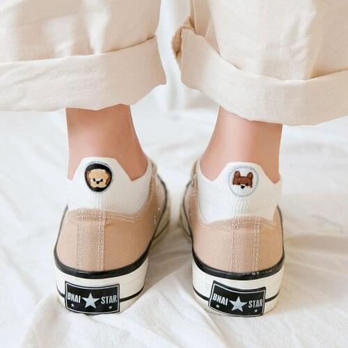 Fashion Soft Cute Fox Heart Cartoon Embroidery Cotton Women Socks Cool Summer Autumn Lovely Animal Kitty Bear Ankle Boat Socks