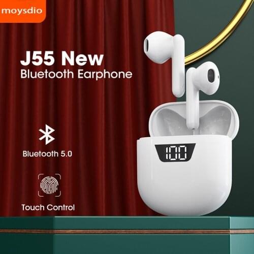 Moysdio New TWS J55 Wireless Headphones Bluetooth 5.0 Earphone TWS Headset Earbuds Touch Control Sport Running Gameing Headset