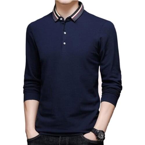 High quality brand 100% cotton spring autumn Long sleeve polo shirt busines casual solid men polo shirt camisa Mens clothing