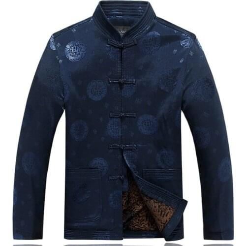 Brand Autumn Winter Chinese Traditional Mens Mandarin Collar Thick Coats Wadded Jacket M L XL XXL XXXL MTJ2015074