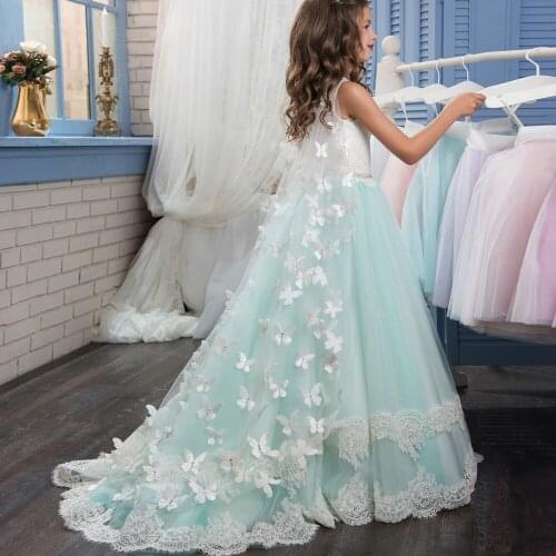 Teenage Girls Clothing 13 14 Year 2018 Summer Winter Wedding Dress Boho 2018 Vintage Lace Bule Butterfly Mermaid Party