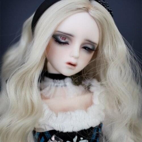 New Arrival 1/3 1/4 1/6 1/8 Bjd Wig High Temperature Long Wavy Light Blonde Bjd Wig MSD SD For BJD Doll