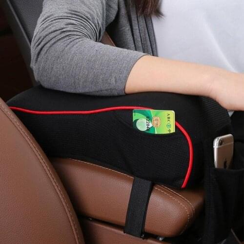 Car Armrest Box Cushion Knitted Fabric Pocket Storage Bag Auto Interior Parts Accessories Memory Cotton Pad
