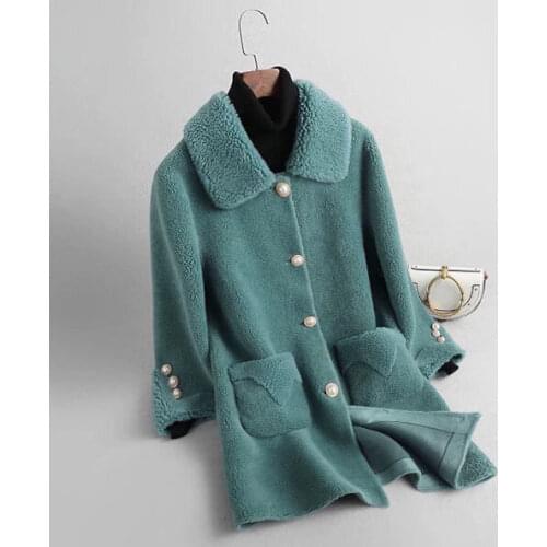 2021 New Women Winter Fashion Genuine Lamb Fur Coats Female Sheep Shearing Warm Jackets Ladies Solid Color Long Outwear U700