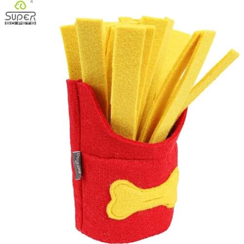 MySudui Dog Snuffle Toy Squeaky French Fries for Dogs Chewing Toy Puppy Canine Training Iq Interactive Dog Leaking Food Toy
