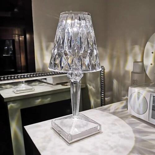 LED Night Light Touch Diamond Table Lamp 5V USB Rechargeable Acrylic Decoration Desk Lamps For Bedroom Bedside Bar Crystal Gift