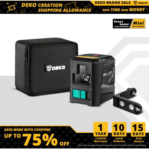 DEKO Laser Level NEW Cross Lines Laser Self-Leveling Horizontal&Vertical with Magnetic Bracket 650nm/520nm--DKLL02PR/DKLL02PG