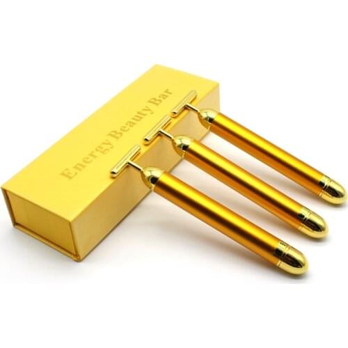 Slimming Face 24k Gold Vibration Facial Lift Skin Tightening Wrinkle Stick Beauty Bar Pulse Firming Facial Roller Massager