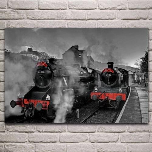 Vintage railway santa special retro steam locomotive fabric poster living room home wall decorative canvas silk art print KJ614