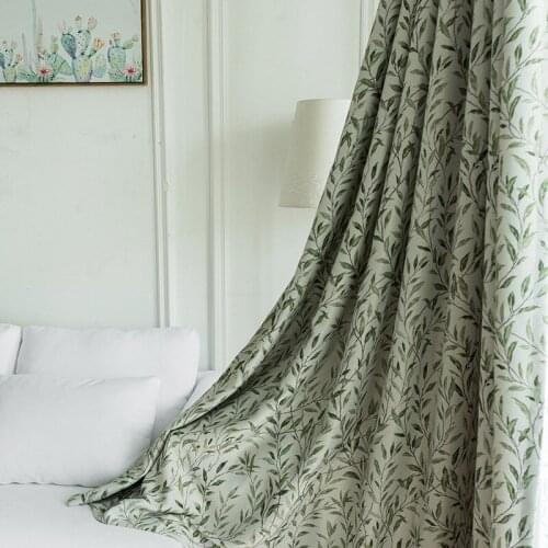 Pastoral Style Modern Minimalist Curtain European-style Curtains High Shading Leaf Printing Curtains for Living Room Bedroom