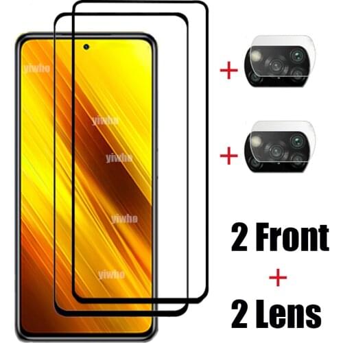 4in1 Front Safety Glass For Xiaomi Poco X3 Camera Screen Protectors For Xiaomi Poco X3 NFC Protective Glass Film Xiao Mi Pocox3
