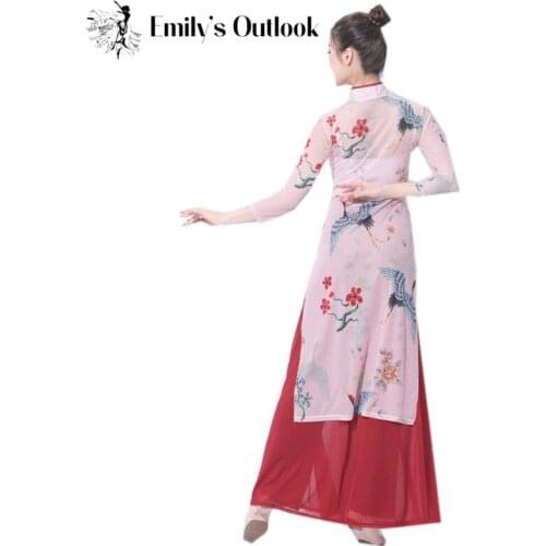 Women Classical Dance Body Rhyme Practice Clothes Chinese Ancient Gauze Dress Elegant Fairy Performance Dance Costume Flowy Pant