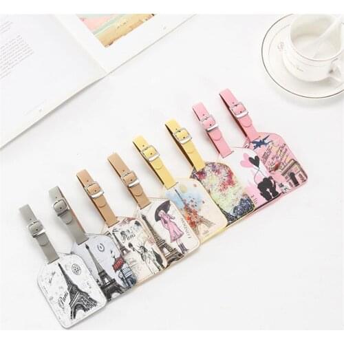 Zoukane 2 pcs/lot Eiffel Tower Leather Luggage Tag Suitcase Label Bag For Travel Accessories Pairs Name ID Address LT08