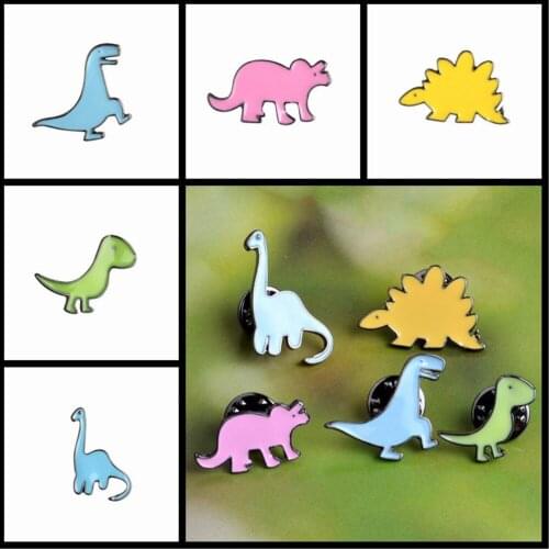 1PCS Cartoon Jurassic World Dinosaur Enamel Brooch Mini Cute Animal Brooches Pins Clothes Hat Decoration Jewelry For Men Women