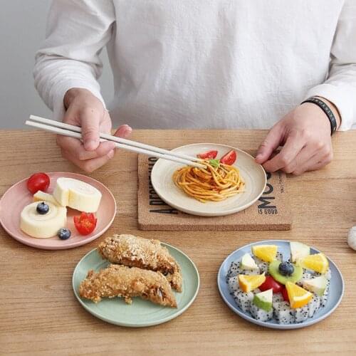 1Pcs Kitchen Wheat Straw Tableware Spit Bone Plate Salad Bowl Small Dining Fruit Cake Nut Snacks Sauce Dish Desktop Storage