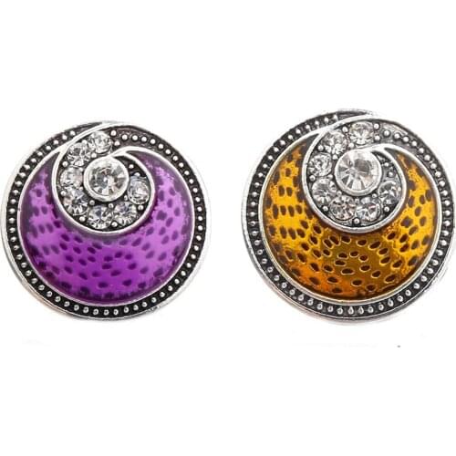 10pcs/lot New Snap Buttons Jewelry Metal Vintage 18mm Rhinestone Snap Button Fit Snap Necklace Snap Bracelet Women Jewelry