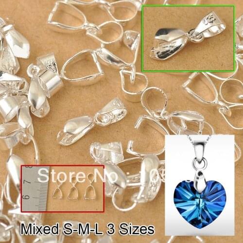 Wholesale 120PCS Mix 3 Size 925 Sterling Silver Jewelry Findings Bail Connector Bale Pinch Clasp Pendant 24Hours Free Shipping